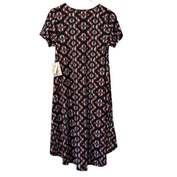 LuLaRoe Carly Hi-Lo Dress Colorful Geometric Pattern Size XS Loungewear NWT - Picture 2 of 13